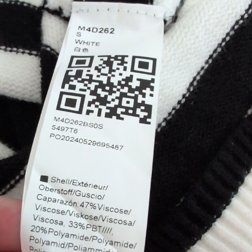 Womens Black and White Stripe Sweater High Neck Size Small - Picture 7 of 10